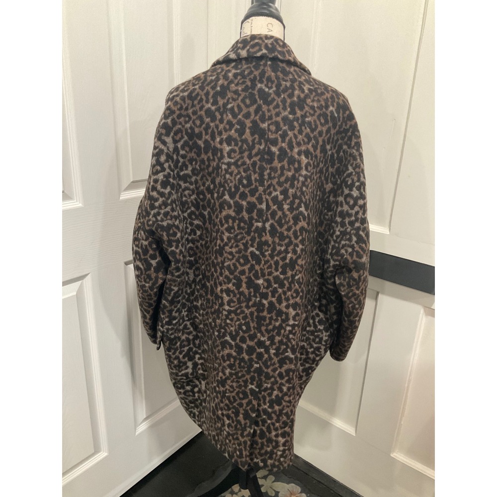 COACH LEOPARD PRINT WOOL BLEND DOUBLE BREASTED COAT - Picture 3 of 8